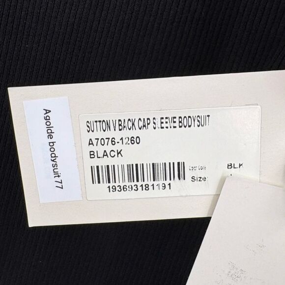 Agolde Sutton V-Back Bodysuit in Black Women’s Size L NWT - Picture 8 of 11